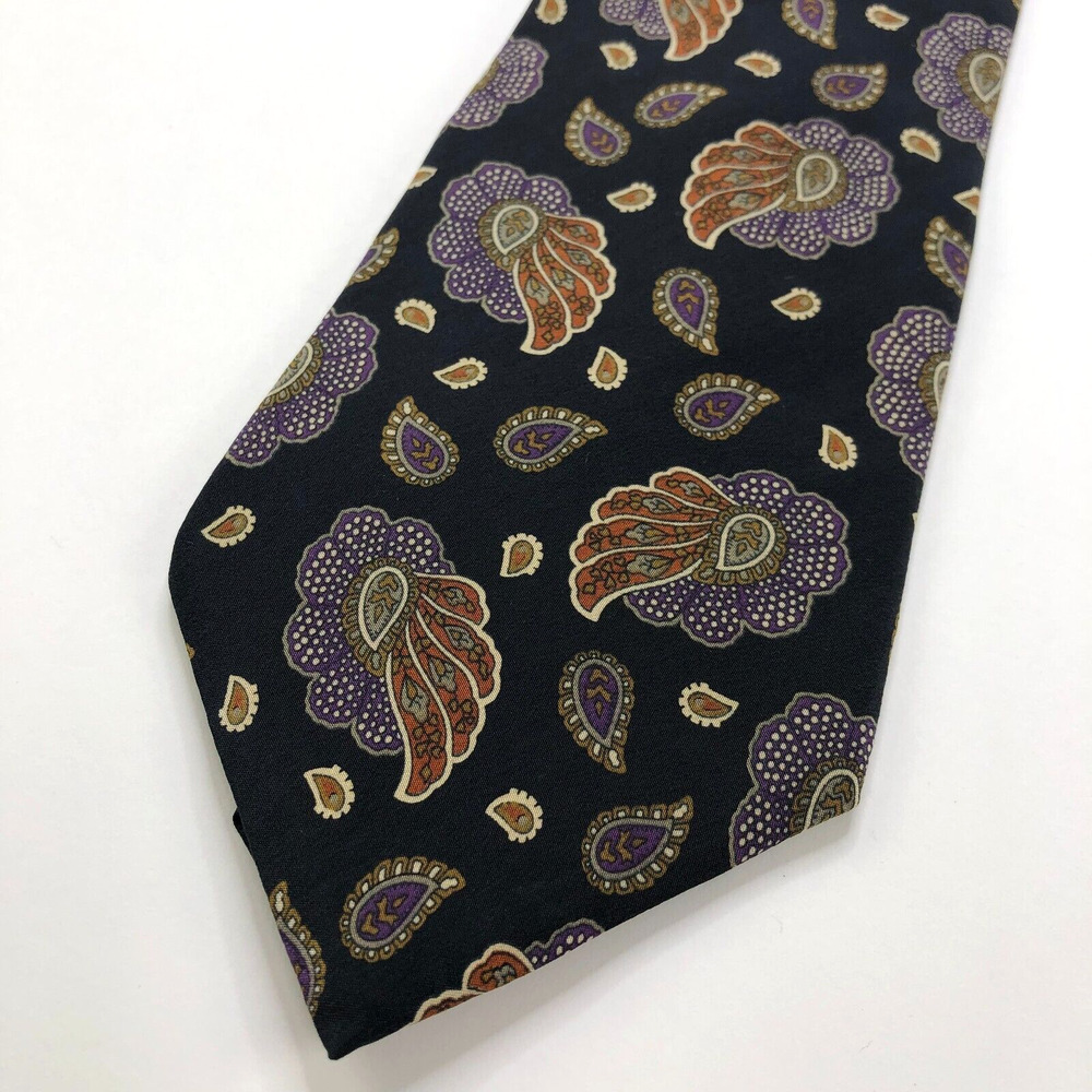 Oscar De La Renta 100% Silk Neck Tie Men’s Paisley 3.75 In / 57 In Dark Blue